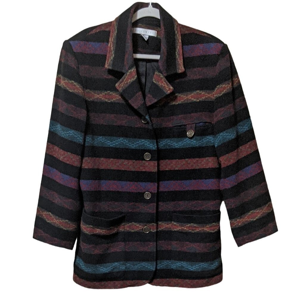The Limited 80's blanket Aztec wool blend Southwestern Boho coat blazer size P/S